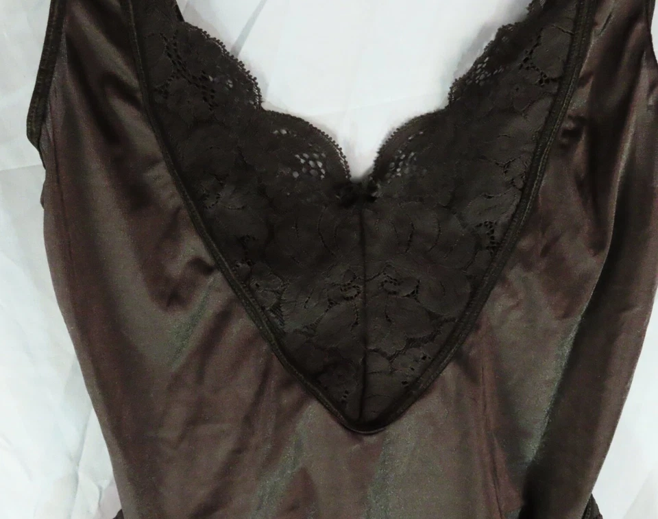 Lencería Camisón VOLANTES CORTE ALTO VINTAGE SATINADO Y ENCAJE NEGRO TOCADOR TOCADOR talla M Foto 2 de 4