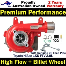 GEN1 High Flow Turbo No Actuator+Oil Feed Pipe For Toyota HiAce 1KD-FTV 3.0L