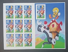 SCOTT 3204 BOOKLET PANE SYLVESTER AND TWEEDY DIE CUT 10TH STAMP