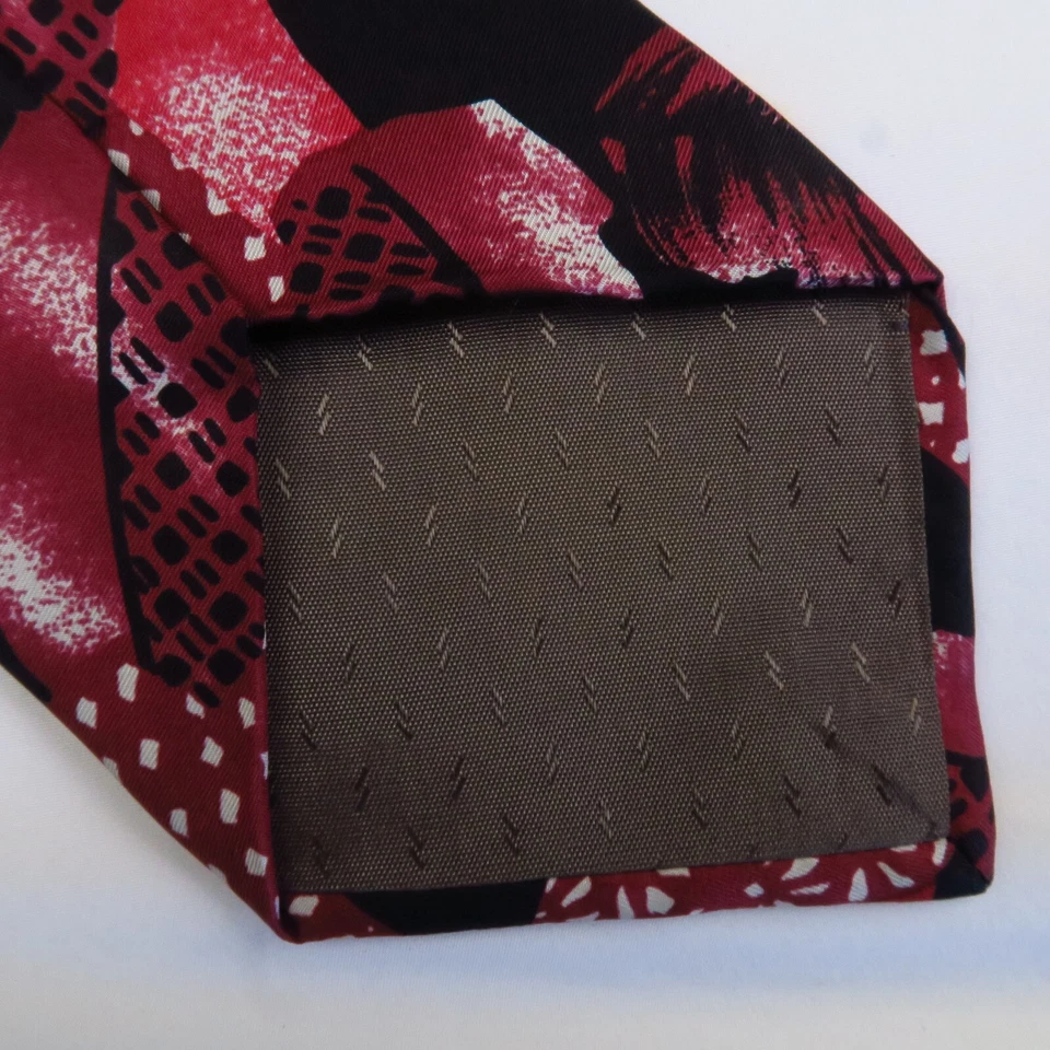 Vintage Pierre Balmain Paris Arte Abstrata Vermelho e Preto Padrão Geométrico 62"x4" - Imagem 4 de 4