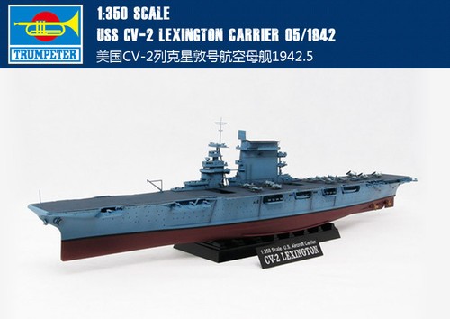USS CV-2 LEXINGTON CARRIER 05/1942 1/350 envío trompetista modelo kit05608 - Imagen 12 de 12
