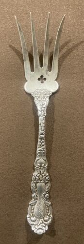 Antique Sterling Silver Pierced Beef Fork Splayed Rushmore Family heirloom - Afbeelding 1 van 20
