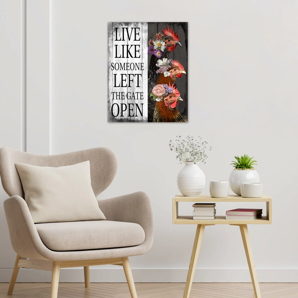 Arte de pared abstracto inspirador de gallo de granja para baño sala de estar Foto 2 de 4