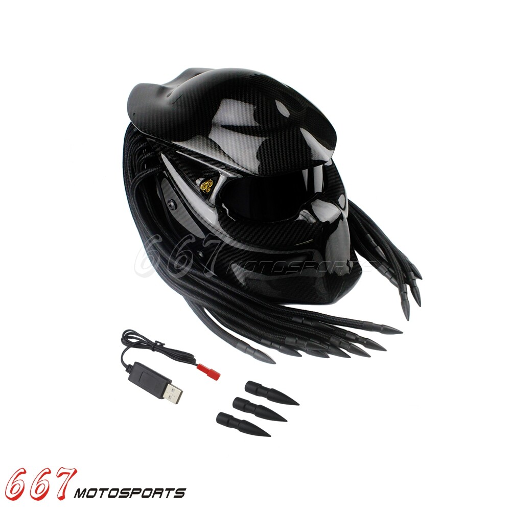 Carbon Fiber Predator Motorcycle Helmet Full Face Alien Iron Warrior Man Helmet eBay