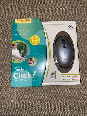 NEW in Box Logitech Cordless Click: Wireless Optical Mouse 2003 Fast RF Optical