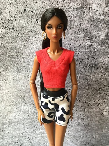Camiseta corta Bouutique elegante cuello en V para muñeca NuFace/FR 12,5", muchos colores - Imagen 4 de 44