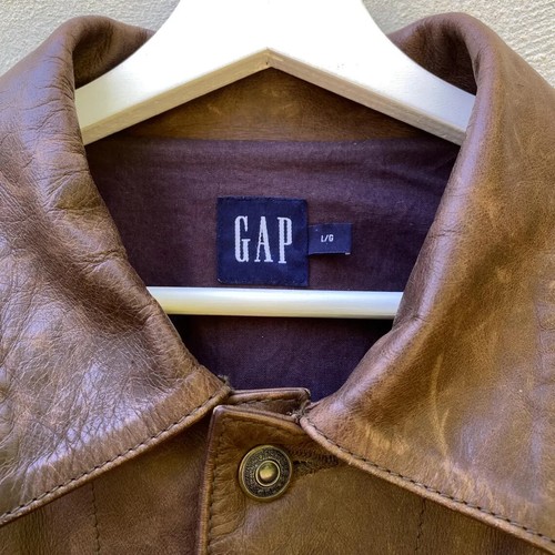 Vintage Distressed Real Leather Brown Trucker Jacket Gap, Size L. - Picture 6 of 10