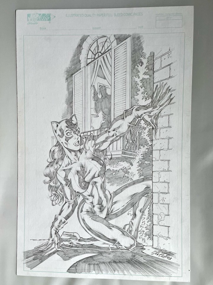 Catwoman On The Prowl Original Art by Al Rio 11 x17 , Al Rio Studios 2003 Comic Art