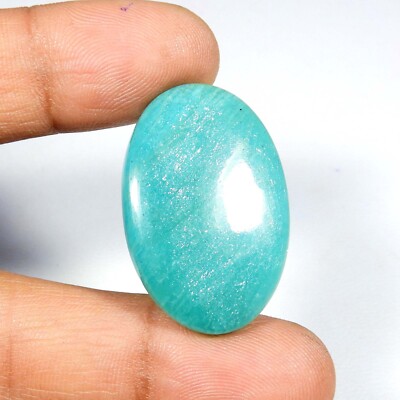 Green Polished Amazonite Gemstone Oval Shape Natural Cabochon Loose 35 Cts #9626