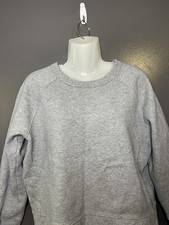 Athleta Sweatshirt Womens Medium Gray Fleece Raglan Crewneck Pullover Lined
