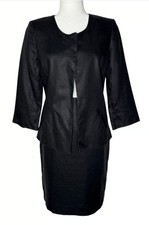 Anne Klein 100 Linen Blazer Jacket Black 3/4 Sleeve one button Sz 4