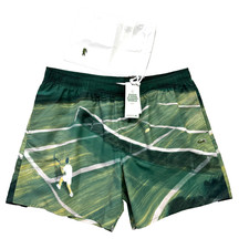 Bañador Lacoste Hombres Estampado Cancha de Tenis Verde Cordón Pantalones Cortos XL NUEVO CON ETIQUETAS $90