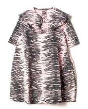 GANNI Zebra Print Big Collar Dress Size 34 Pink Black