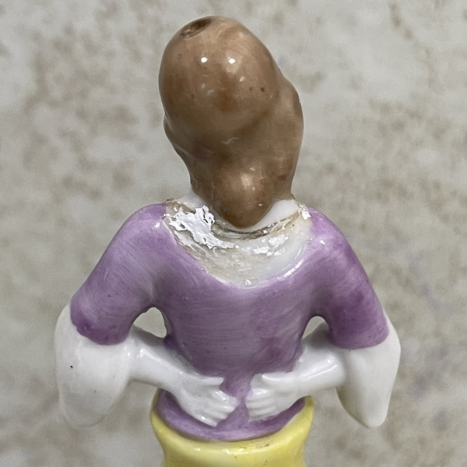 Vintage Porcelain Lady Crumb Half Doll Brush Whisk Broom 5” REPAIRED READ