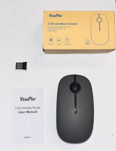 Wireless Mouse, 2.4G Slim Portable Computer Mice with Nano Receiver - Black - 第 2/2 張圖片