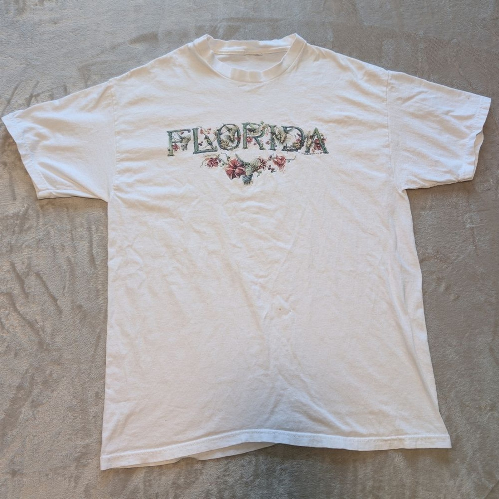 Vintage 90s Florida Hummingbirds Botanical Spell Out Vacation Souvenir T Shirt M image 2