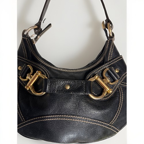 Hype Leather Shoulder Bag Black With Gold Hardware