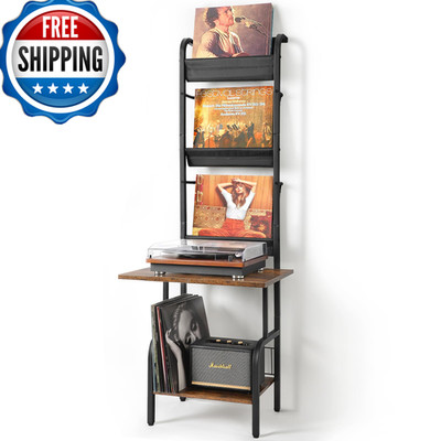 Tewinko Record Player Stand Vinyl Storage Record Player Table Vinyl Record