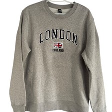 London England Graphic Crewneck Sweatshirt Size Large Gray