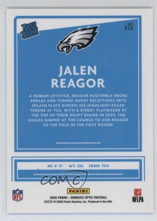 2020 Panini Donruss Optic Rated Rookies Variation Jalen Reagor #315 Rookie RC - Image 2 of 2