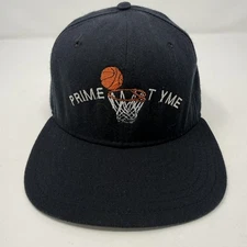 Vintage Prime Tyme Hat Cap Fitted New Era Mens 7 Black Basketball 90s