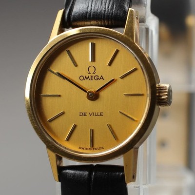 Vintage  N NEUWERTIG  70er OMEGA DeVille Cal.625 Gold Handaufzug 20mm Damenuhr