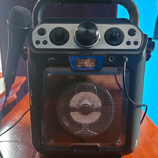 The Singing Machine Portable Karaoke System w/ Microphone, Speaker, Aux, Black