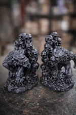 Werewolf Bookends with Skull Columns Gothic Horror Decor