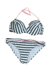 VENICE BEACH GRAY STRIPE UNDERWIRE HIGH CUT  ...