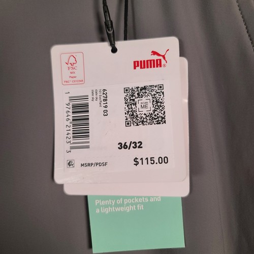 NWT Puma Golf Men's Mid Rise Tapered Athletic Gray Pants Size 36x32 - Picture 2 of 19