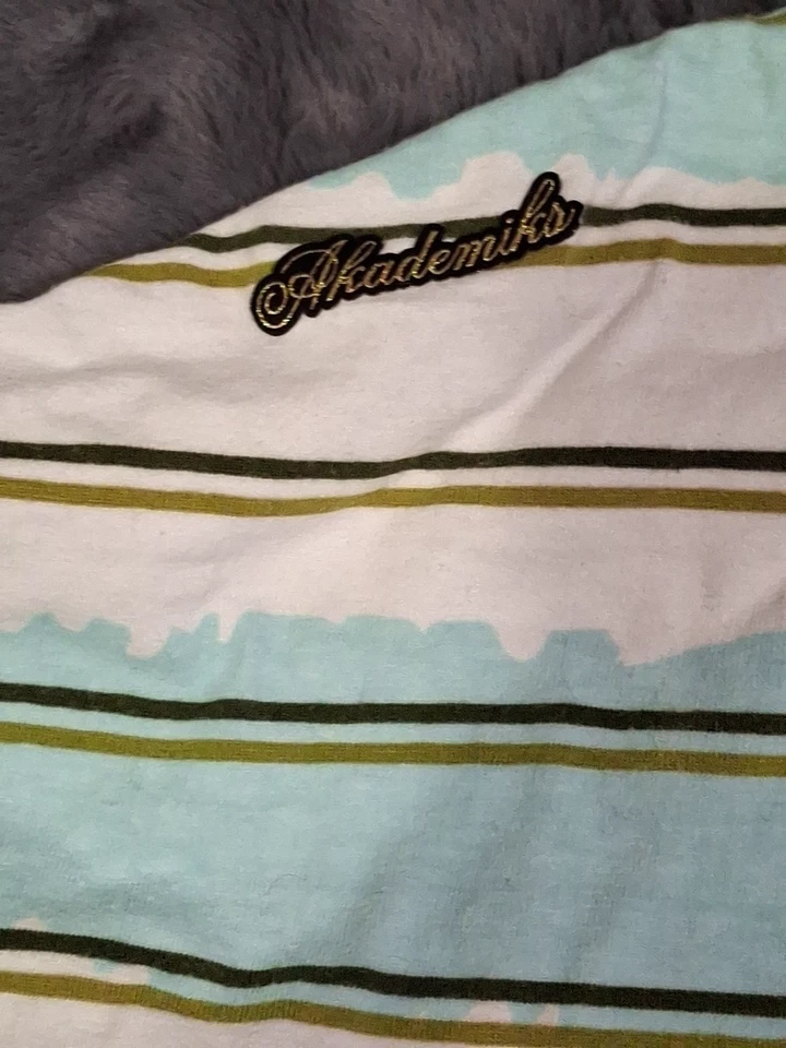 Camisa Akademiks 3xl Para Hombre Logo Azul Pastel/Dorado Rayas 100% Algodón Grande/Alta Foto 4 de 4