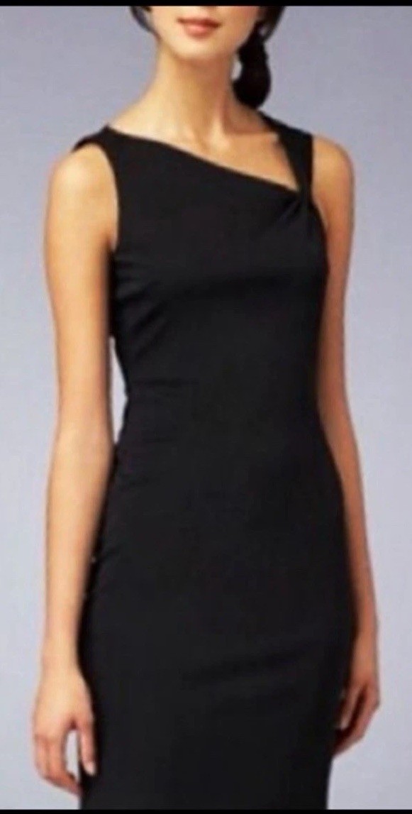 David Meister asymmetrical black hi/low dress - 8