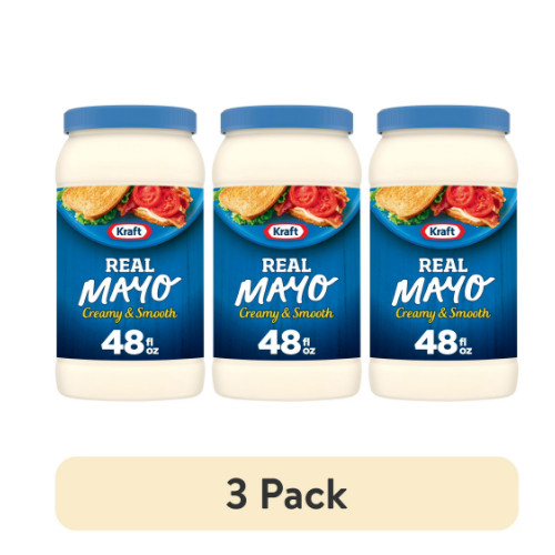 (3 pack) Kraft Real Mayo Creamy & Smooth Mayonnaise, 48 fl oz Jar