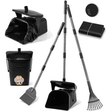 Stainless Steel Dog Pooper Scooper,40" Long Handle Swivel Bin, Rake and Spade...