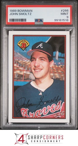 1989 BOWMAN #266 JOHN SMOLTZ RC BRAVES HOF PSA 9