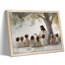 Jesus With Children Wall Art, Christian Jesus Teaching Kids Wall Decor Painti...
