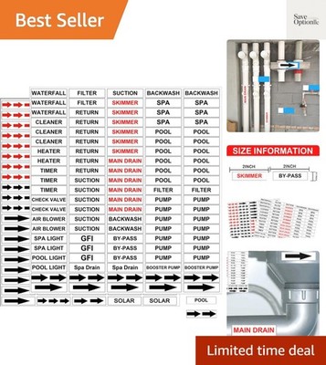 Pool Equipment Identification Labels Waterproof PVC Swimming Pool Sticker Lab...