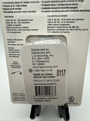 Utilitech 15-Amp Auto Digital Daylight Saving Lighting Timer 0192773 White NEW - Picture 4 of 6