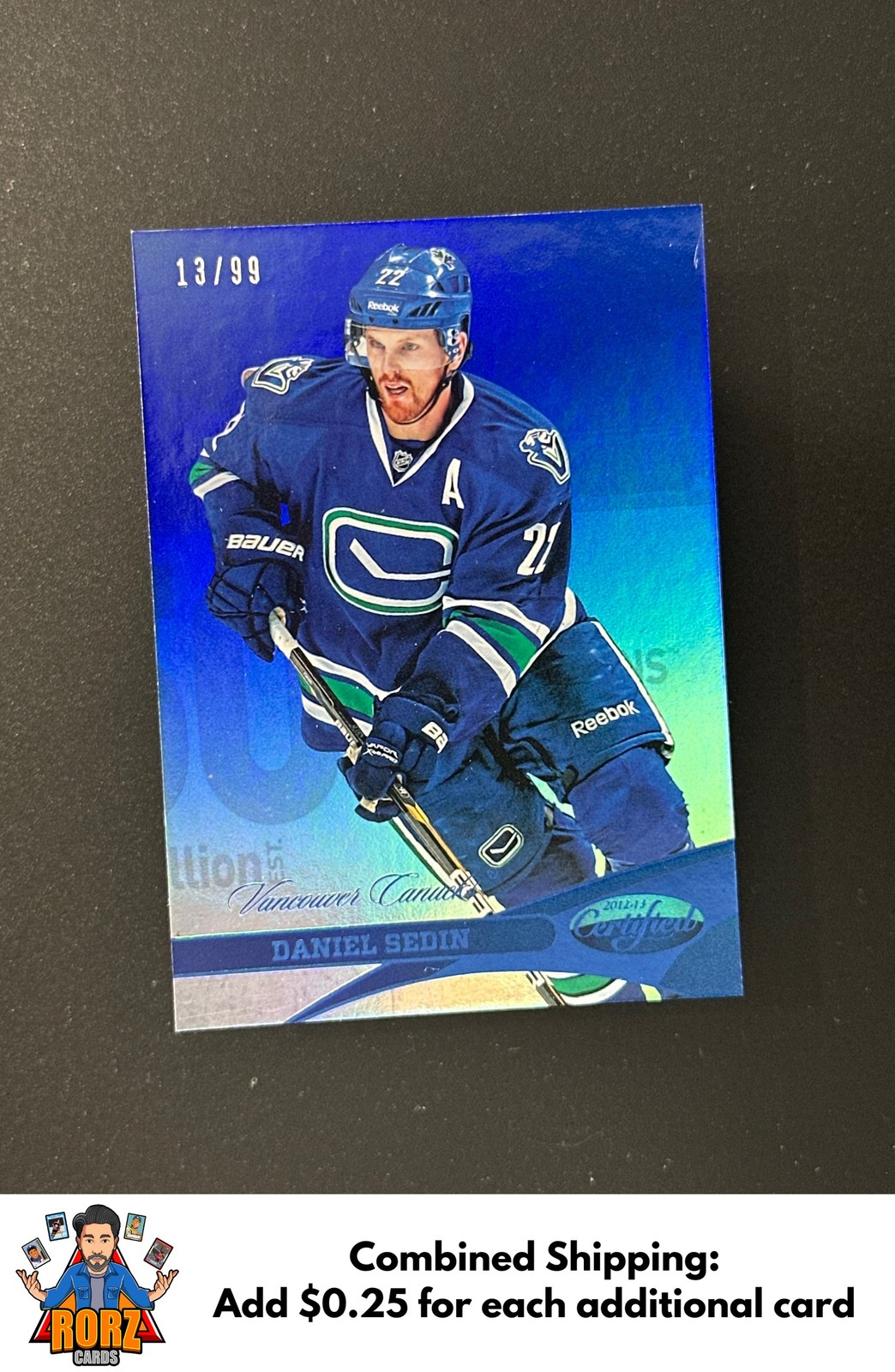 Daniel Sedin 2012-13 Panini Certified #22 Mirror Blue #/99 Vancouver Canucks