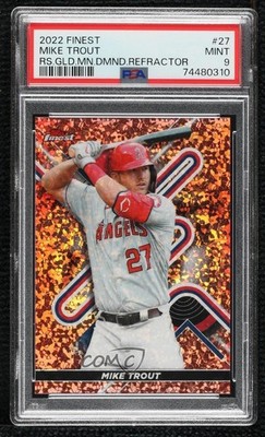 2022 Finest Rose Gold Mini-Diamond Refractor 12/50 Mike Trout #27 PSA 9 MINT gp1
