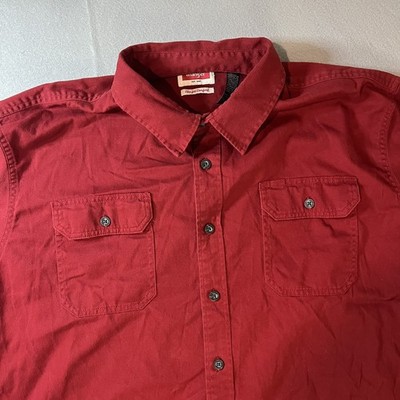 Wrangler Button Up Shirt Mens 2XL Red Flex for Comfort