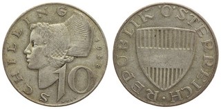 Austria 10 Groschen 1958 Silver