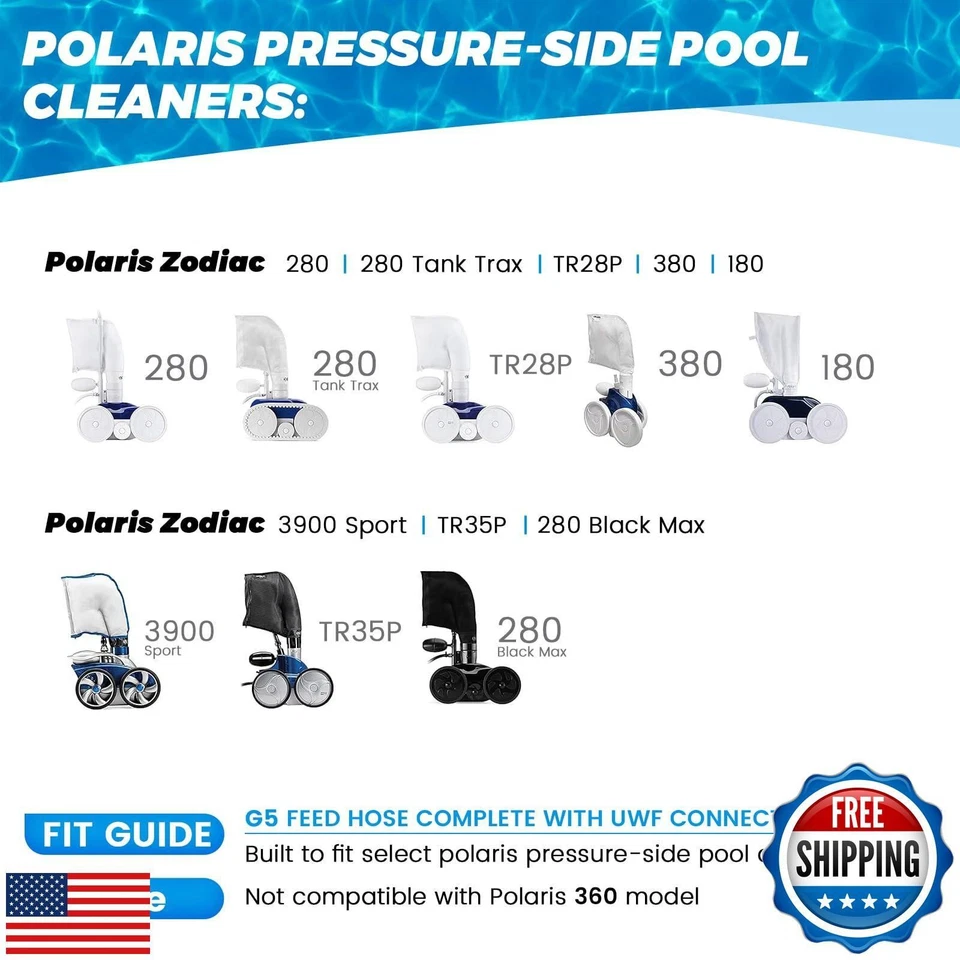 Manguera de alimentación para limpiador de piscinas G5 con UWF y flotador de puxyblue apta para Zodiac VENDEDOR DE EE. UU. Foto 3 de 4