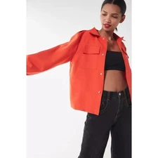 House of Sunny Women's Utility Jacket Oversized Cropped Orange- Size 4