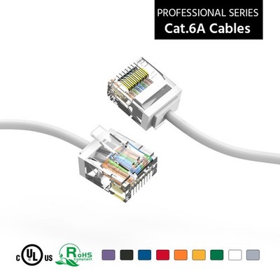 6Ft CAT6A UTP Super-Slim Ethernet Network Cable 32AWG White