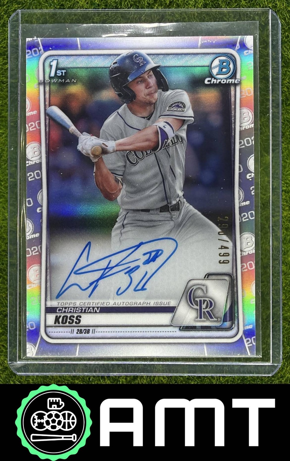 Christian Koss Auto 2020 Bowman Chrome 290/499 Prospect Refractor Rockies