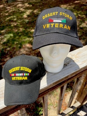 (2) Desert Storm Veteran Embroidered Baseball Caps Eagle Crest/Unbranded