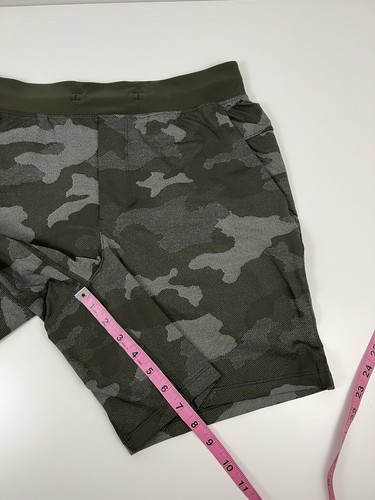 Lululemon T.H.E. Short Linerless 7" Mens M Variegated Mesh Camo Max Dark Olive - Picture 7 of 8