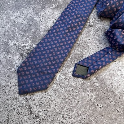 Luigi Borrelli Napoli Silk Tie Blue Pink Paisley Hand Made in Italy Luxury