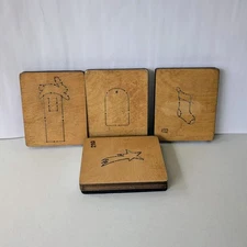 Lot Of 4 Ellison Accucut Wood Die Cut 5 x 6 Xmas Stocking Gift Tag Shooting Star